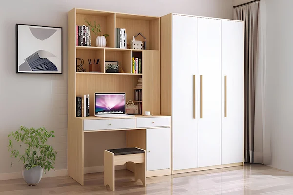 bàn học trẻ em cùng tủ quần áo 
