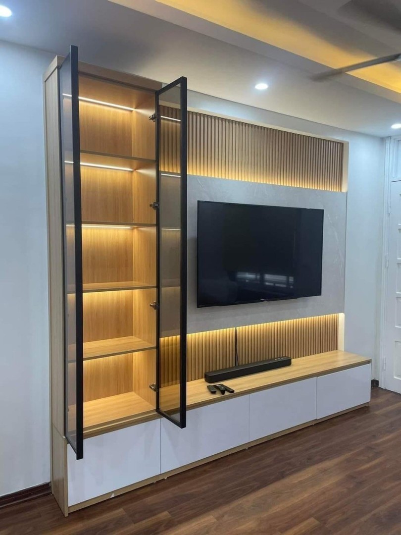kệ TV nhựa có kính