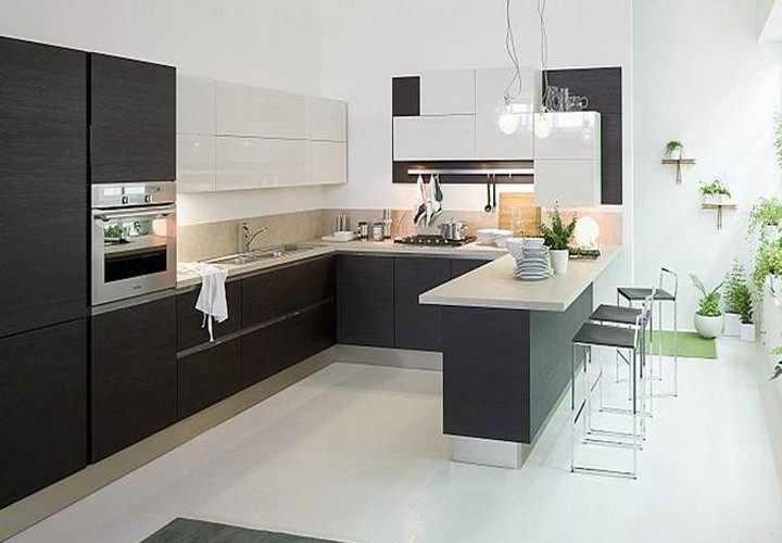 bếp chữ U nội thất kiến trúc 