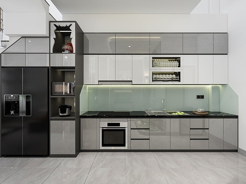 tam giác bếp bếp nhựa nội thất nhựa tấm tủ cao cấp