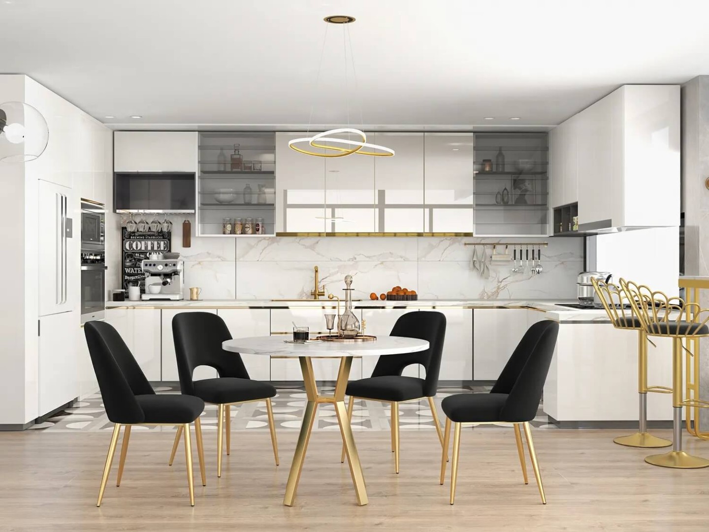 bếp chữ U nội thất kiến trúc 