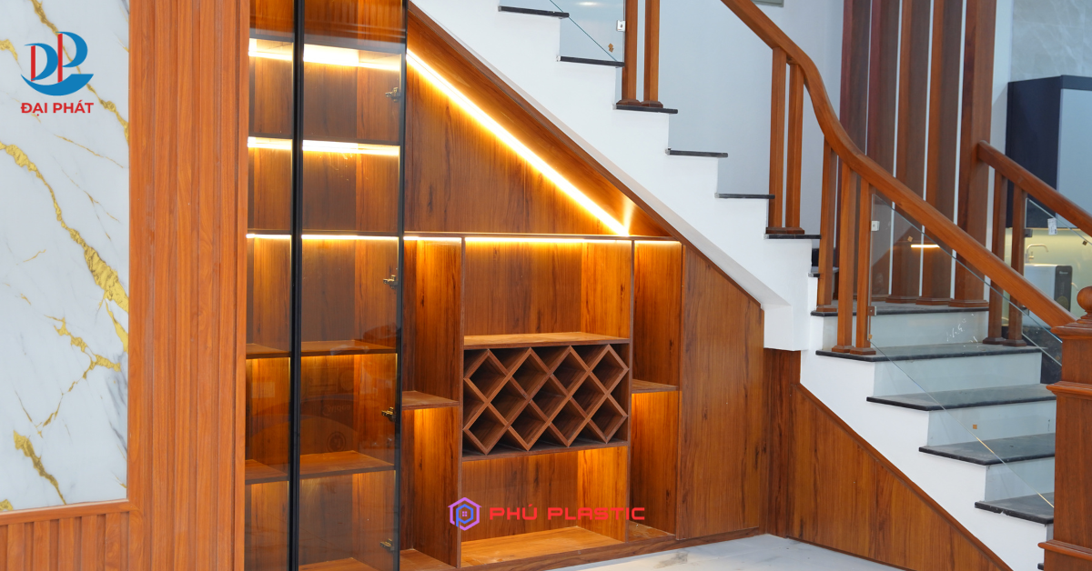 TỦ RƯỢU GẦM CẦU THANG – GIẢI PHÁP TRANG TRÍ TINH TẾ VÀ HIỆN ĐẠI CÙNG ZUKOPLAST 2025